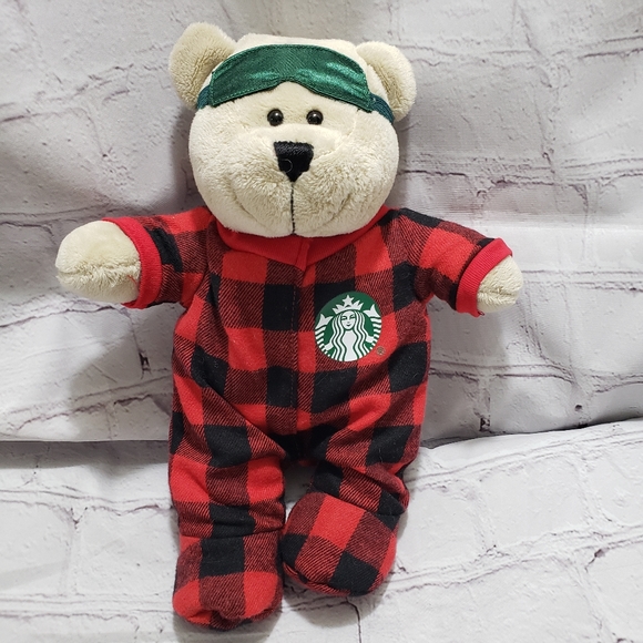 Starbucks Bearista Bear 2020 10-inch Buffalo Plaid PJs Stuffed Animal Toy